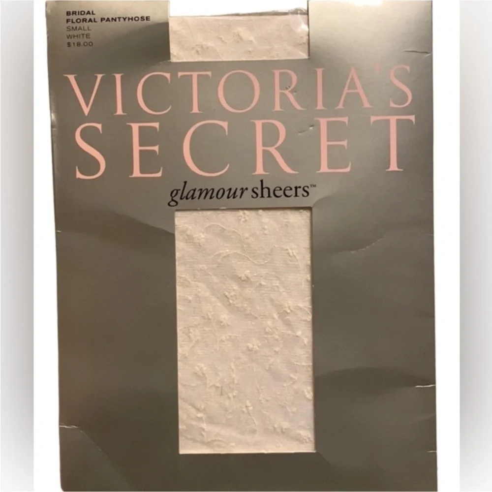 Victoria’s Secret Glamour Sheers Bridal floral pantyhose Size Small White New